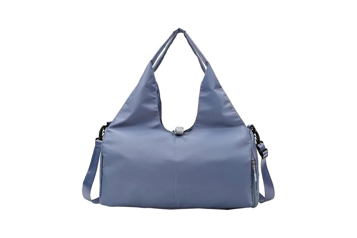 Gym Tote Bag with Shoe Compartment and Wet Dry Storage Pockets for Women Travel Duffel Bag Yoga Gym Bags with Yoga Mat Holder -Blue
