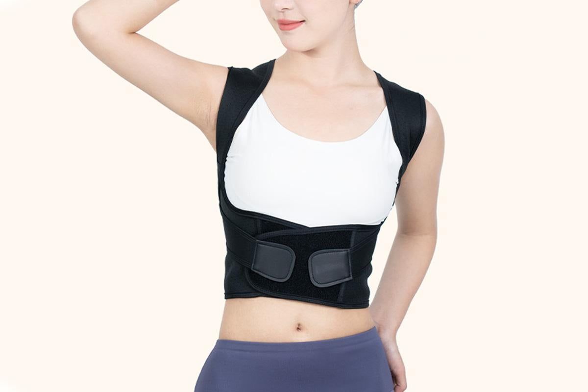 Adjustable Unisex Posture Corrector Shoulder Brace Belt Low Back Support For Women Men -Black / L