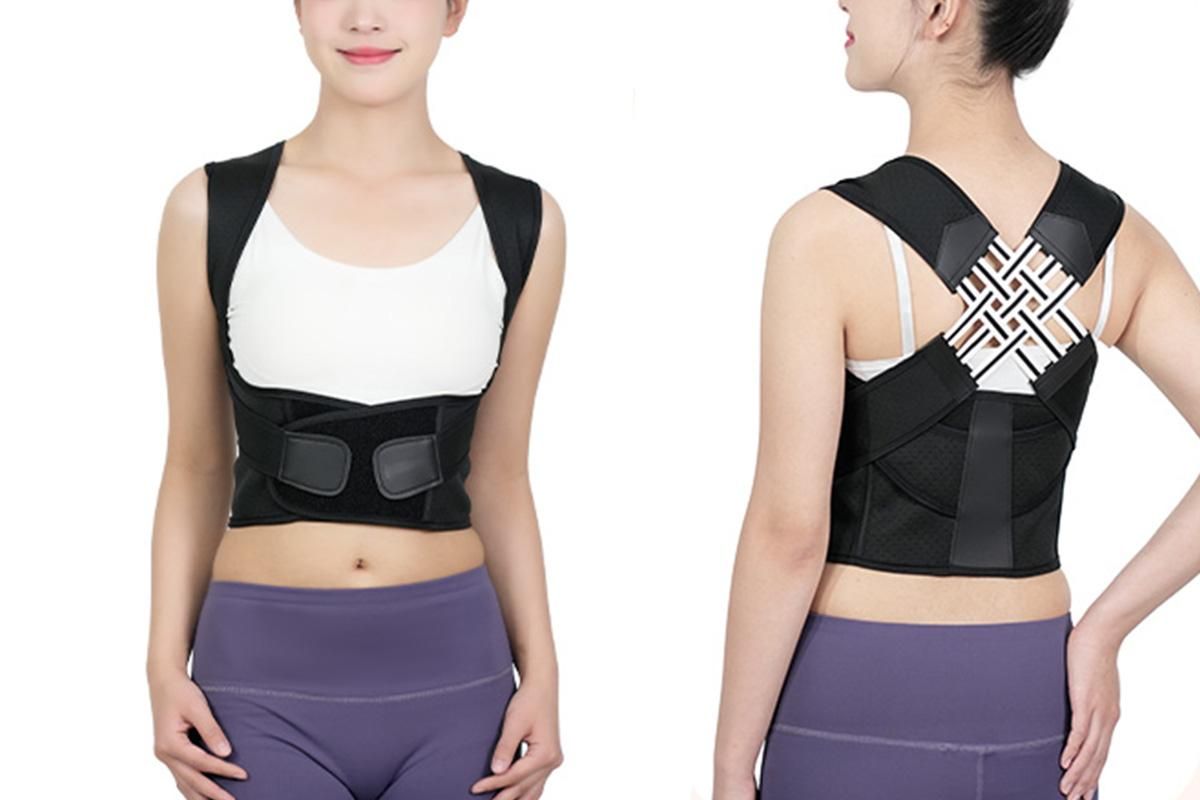 Adjustable Unisex Posture Corrector Shoulder Brace Belt Low Back Support For Women Men -Black / L