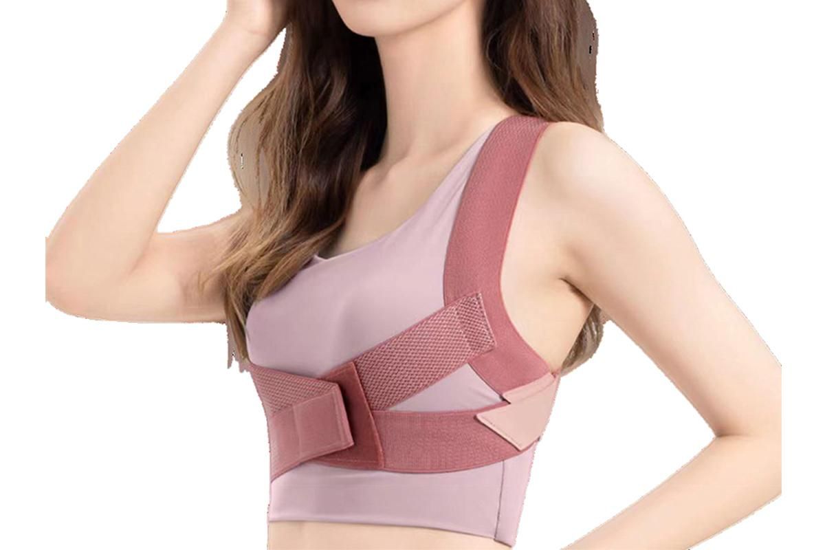 Posture Corrector Clavicle Support Back Straight Shoulders Brace Strap -Pink / L
