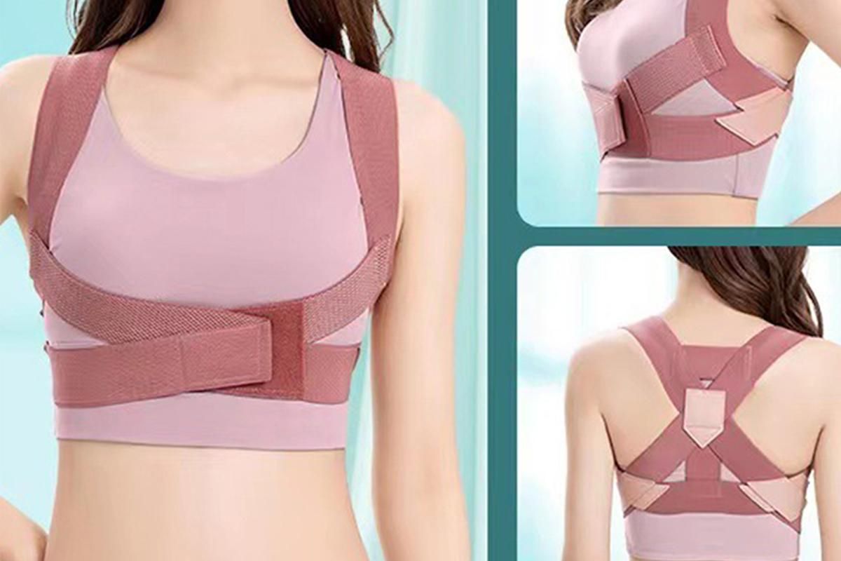 Posture Corrector Clavicle Support Back Straight Shoulders Brace Strap -Pink / L