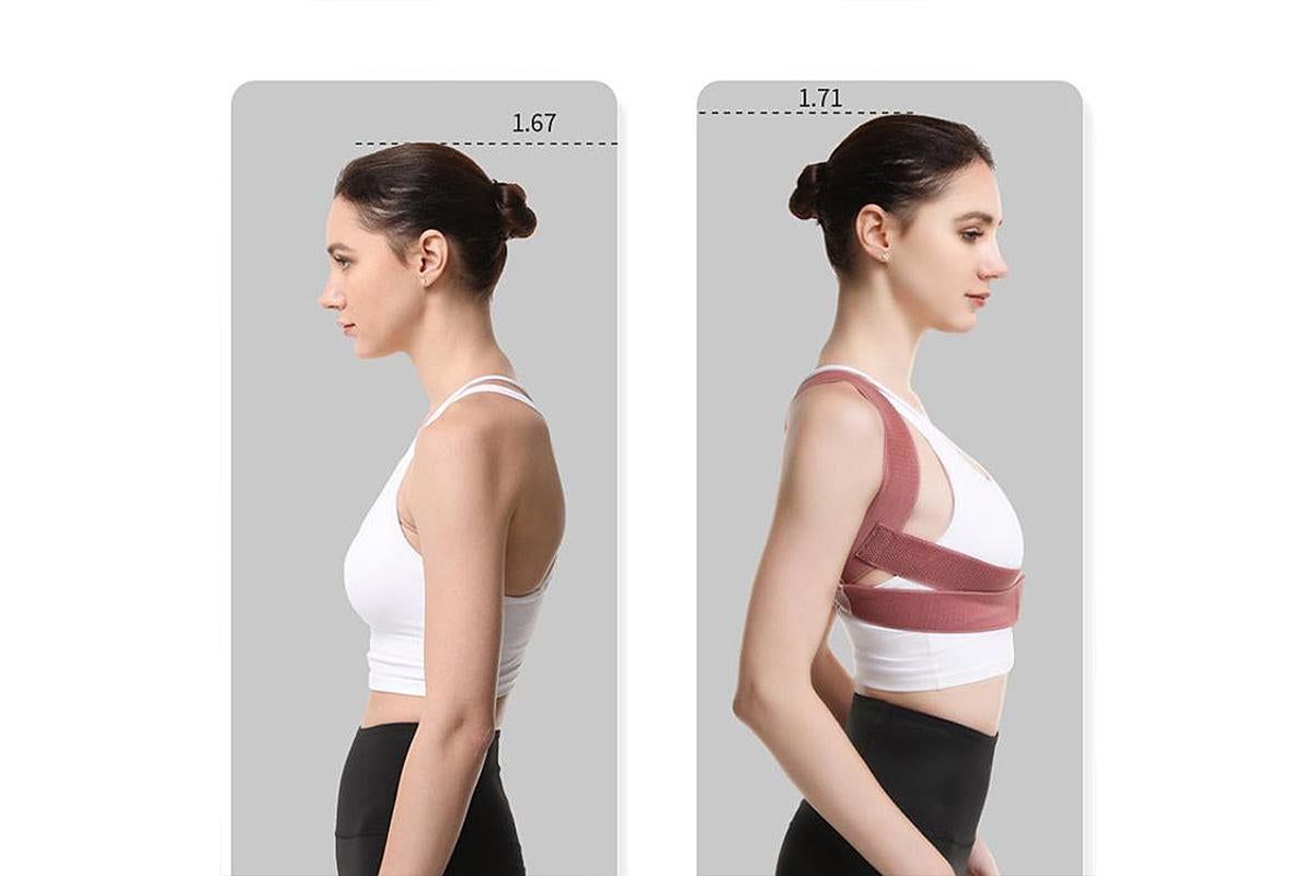 Posture Corrector Clavicle Support Back Straight Shoulders Brace Strap -Pink / M