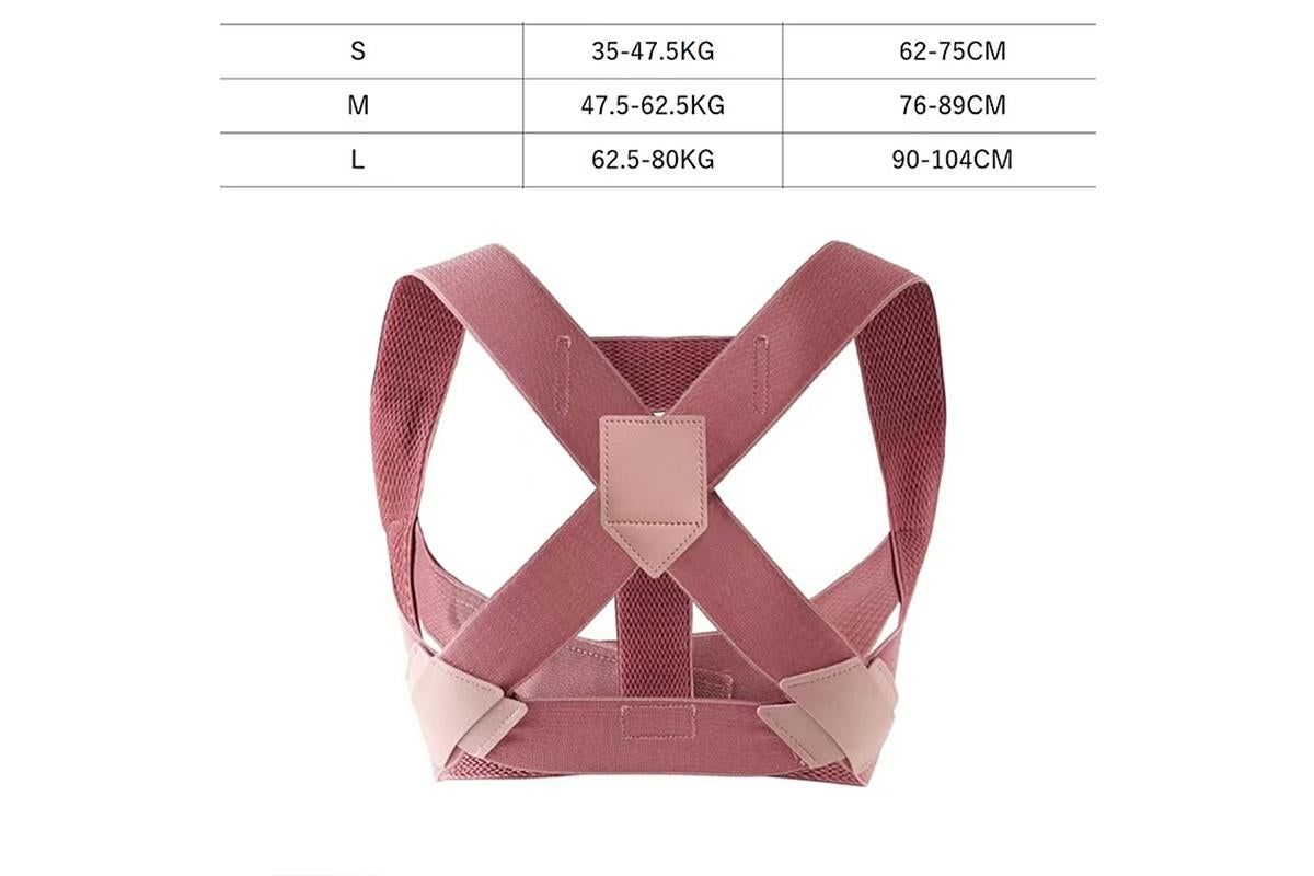 Posture Corrector Clavicle Support Back Straight Shoulders Brace Strap -Pink / M