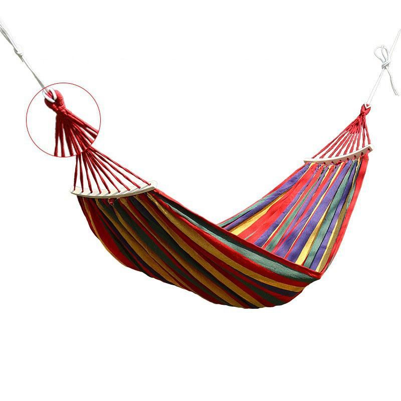 Striped Hanging Hammock 185 x 80cm Swing Single People Swing Heavy Duty Camping Hammock-Red