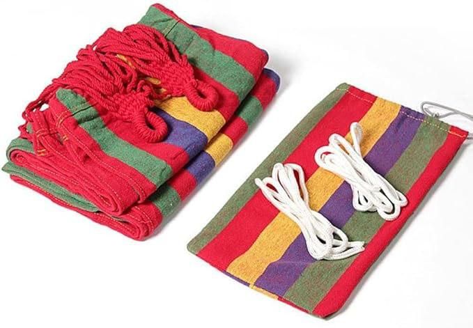 Striped Hanging Hammock 185 x 80cm Swing Single People Swing Heavy Duty Camping Hammock-Red