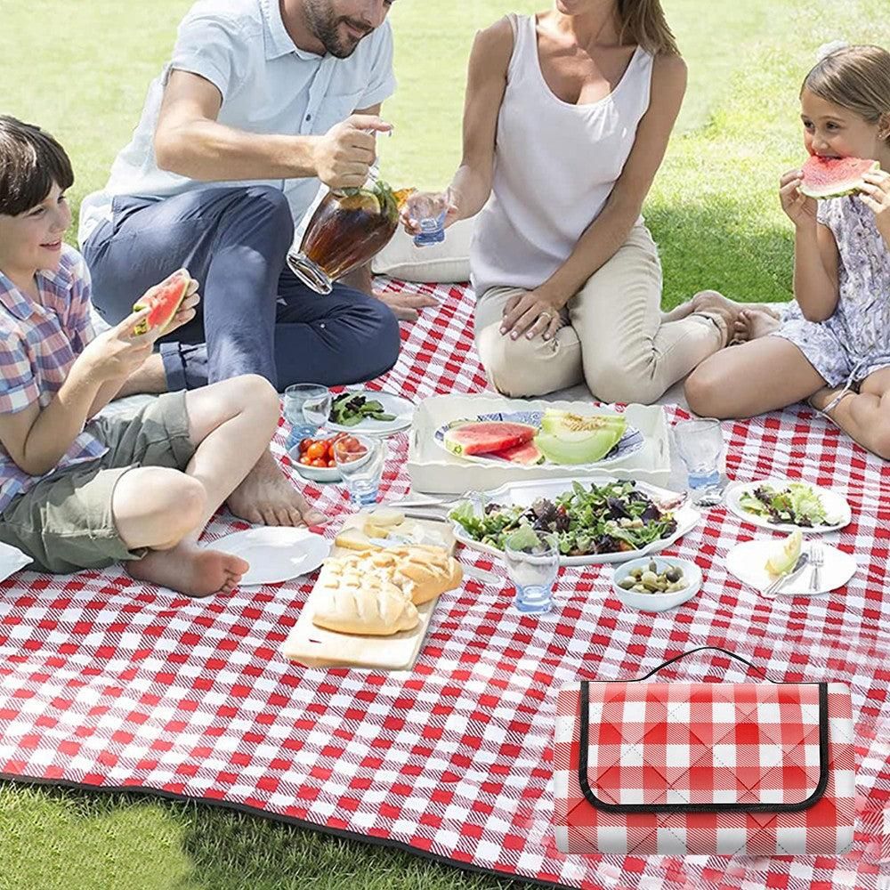 Foldable Picnic Mat Water-resistant Soft Camping Blanket Beach Outdoor Mat Red L