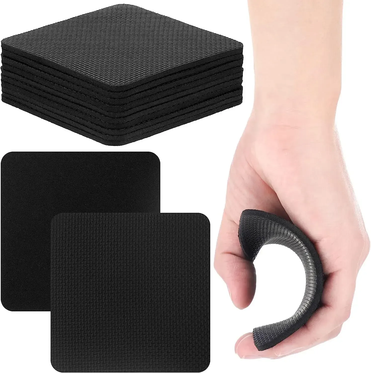 10Pcs Gym Workout Lifting Grips for Men & Women Pull up Weightlifting Hand Grips No Sweaty Hands - Black