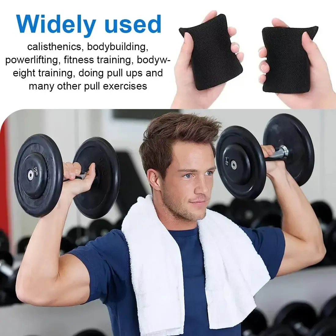 10Pcs Gym Workout Lifting Grips for Men & Women Pull up Weightlifting Hand Grips No Sweaty Hands - Black