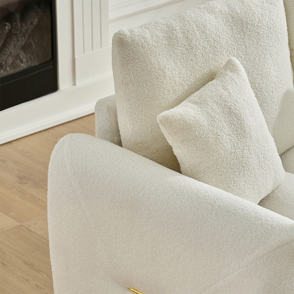 92-inch high-quality teddy fur fabric corner sofa - White