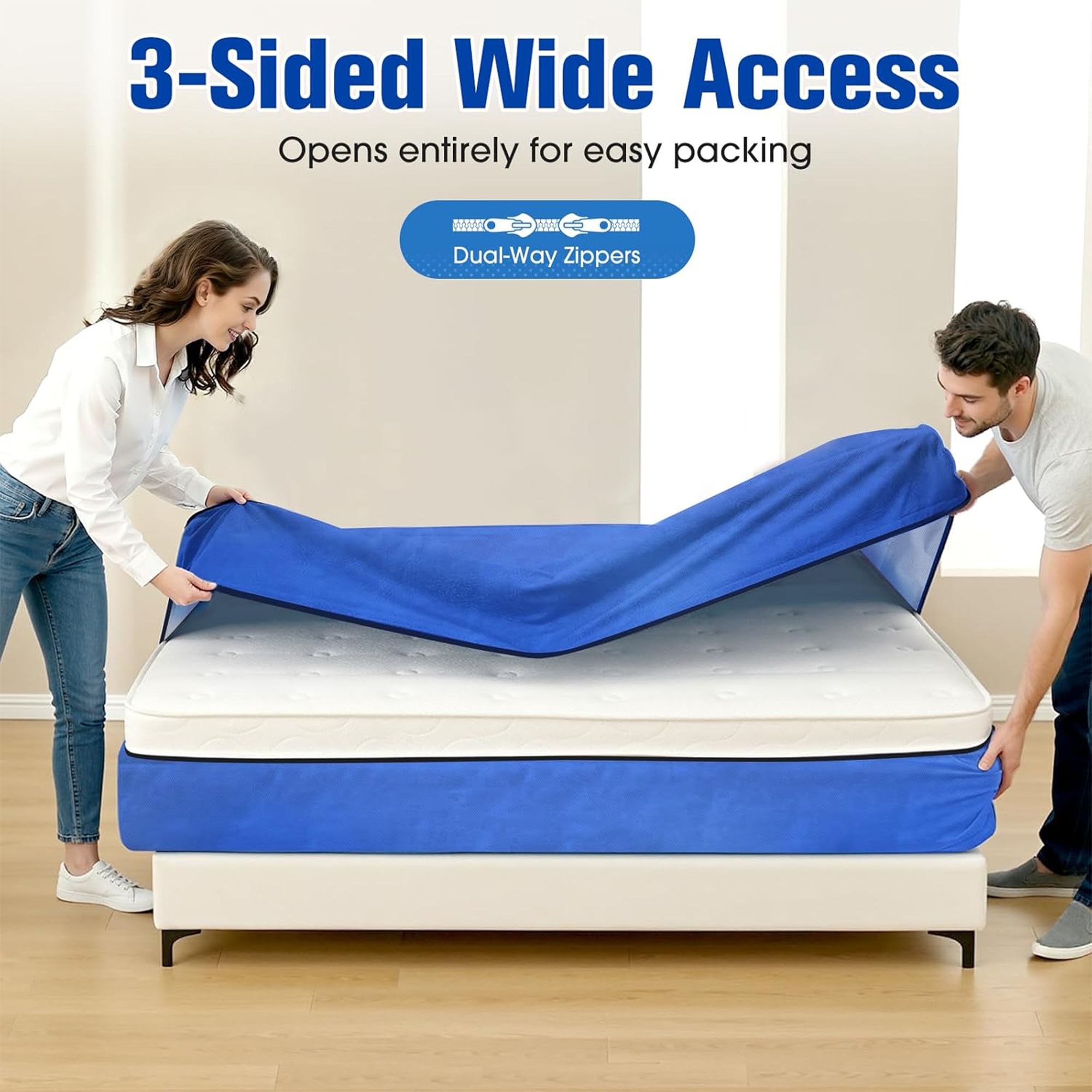 Waterproof Mattress Bag Mattresses Protector Plastic Moving Storage Dust Cover Carry Bed Zipper Packing Reusable Disposal, Extra Thick Heavy Duty, with 8 Handles（King)