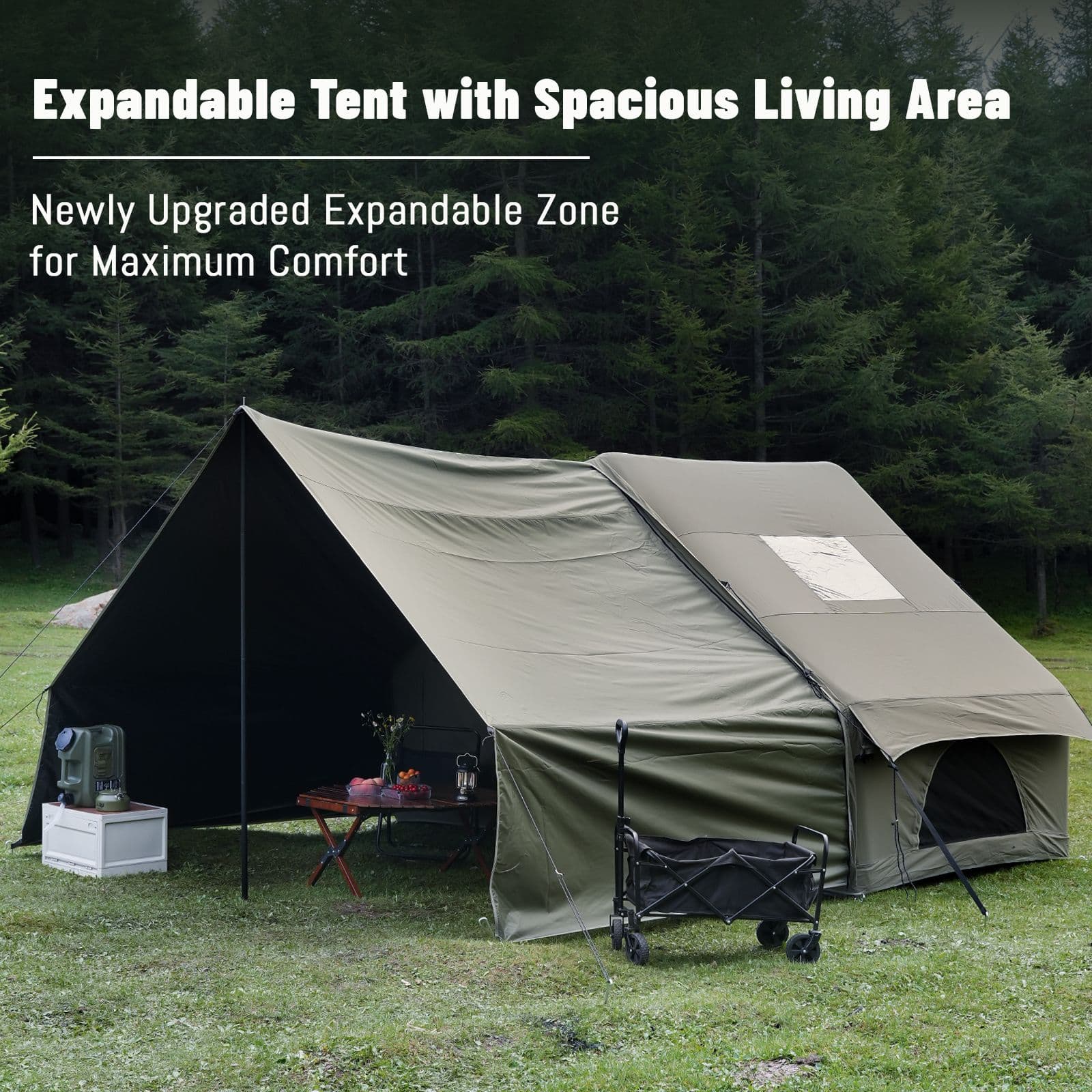 Inflatable Air Tent Instant Setup 4-6 Person Dark Green Waterproof Cabin Design with Canopy Awning and Air Pump