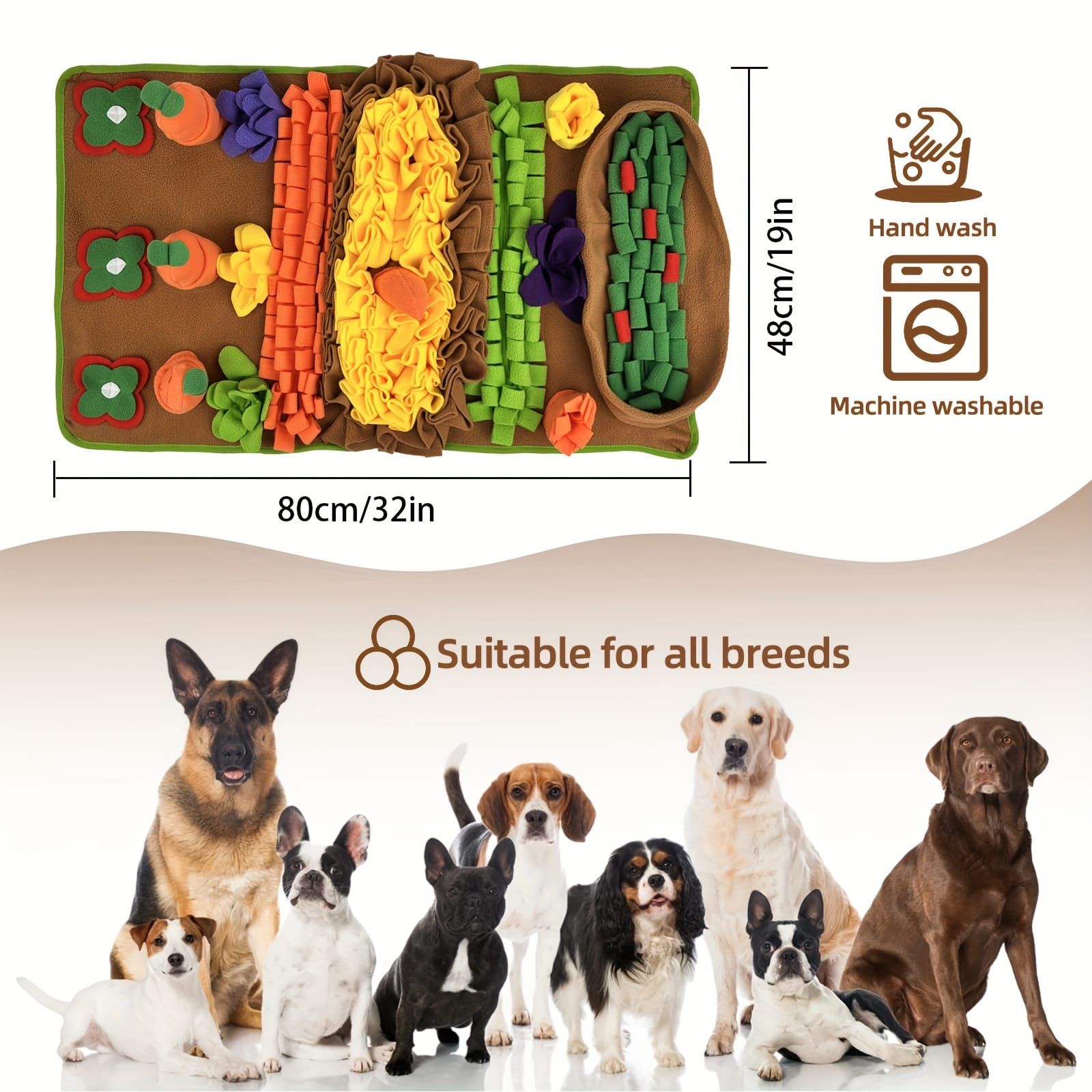 Interactive Pet Snuffle Mat for Dogs and Cats, Slow Feeding Puzzle Toy for Mental Stimulation and Stress Relief, Machine Washable, (Colorful)