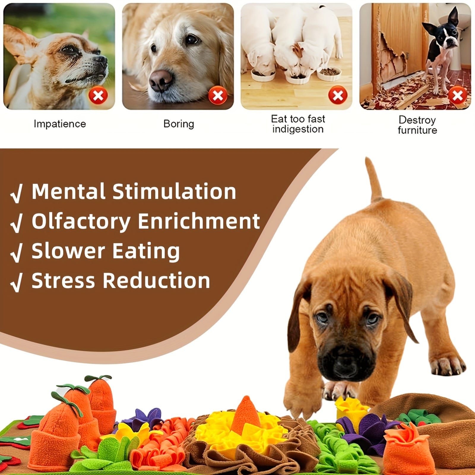Interactive Pet Snuffle Mat for Dogs and Cats, Slow Feeding Puzzle Toy for Mental Stimulation and Stress Relief, Machine Washable, (Colorful)