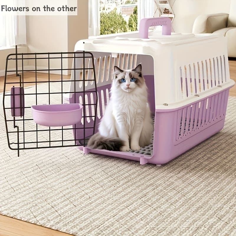 Portable Pet Carrier Airline-Approved Travel Kennel Compact Design for Cats and Small Dogs Purple