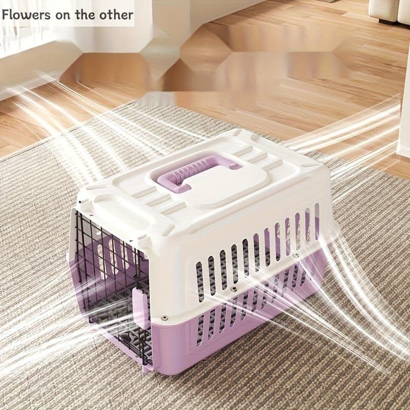 Portable Pet Carrier Airline-Approved Travel Kennel Compact Design for Cats and Small Dogs Purple