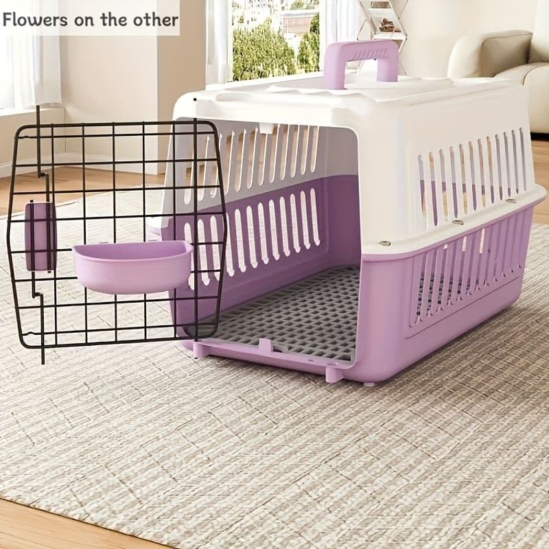 Portable Pet Carrier Airline-Approved Travel Kennel Compact Design for Cats and Small Dogs Purple