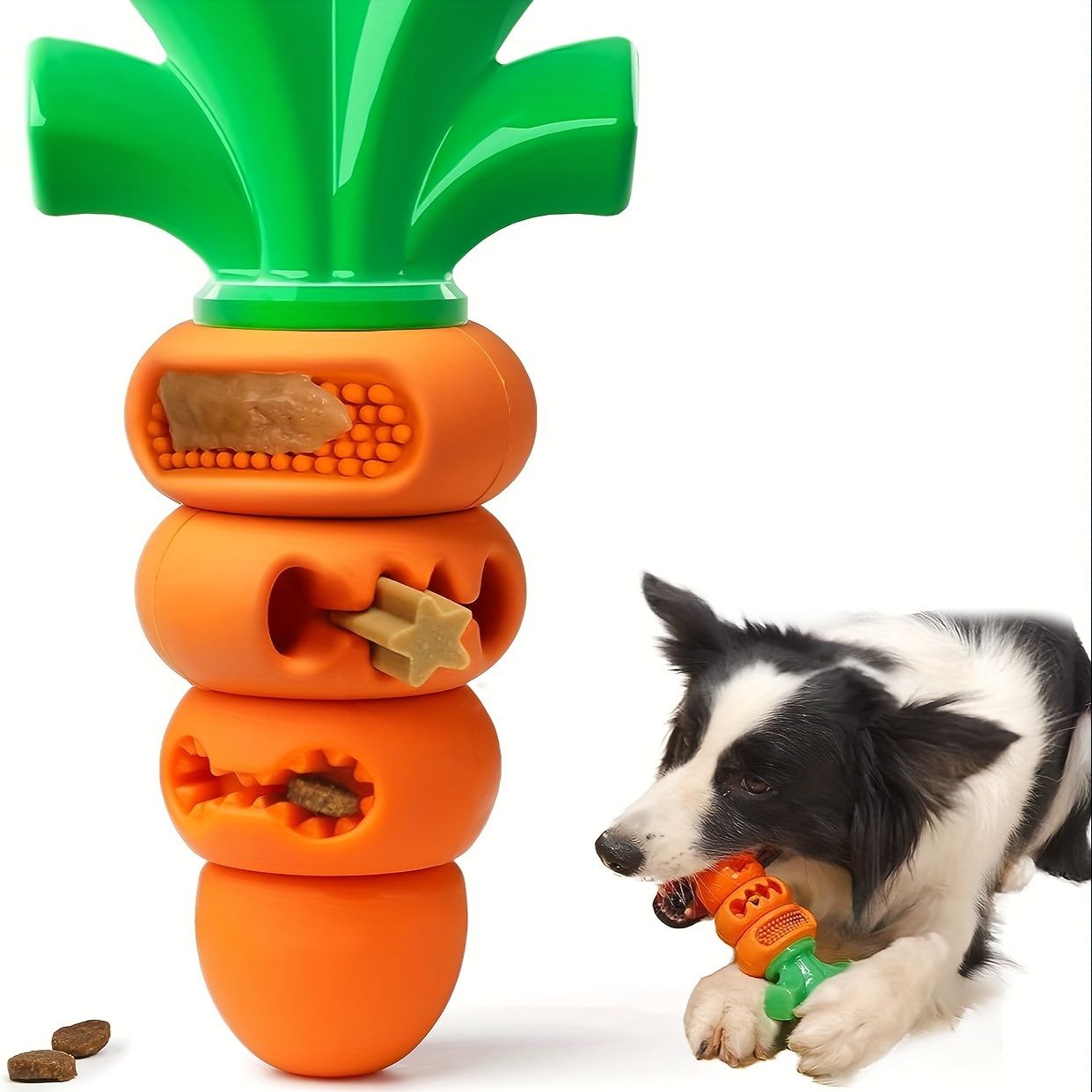 Interactive Carrot-Shaped Dog Chew Toy for Dental Health, Boredom Relief, and Treat Dispensing – Durable Nylon Material for Aggressive Chewers, Perfect for Fun Playtime with Your Pup (Coral Red)