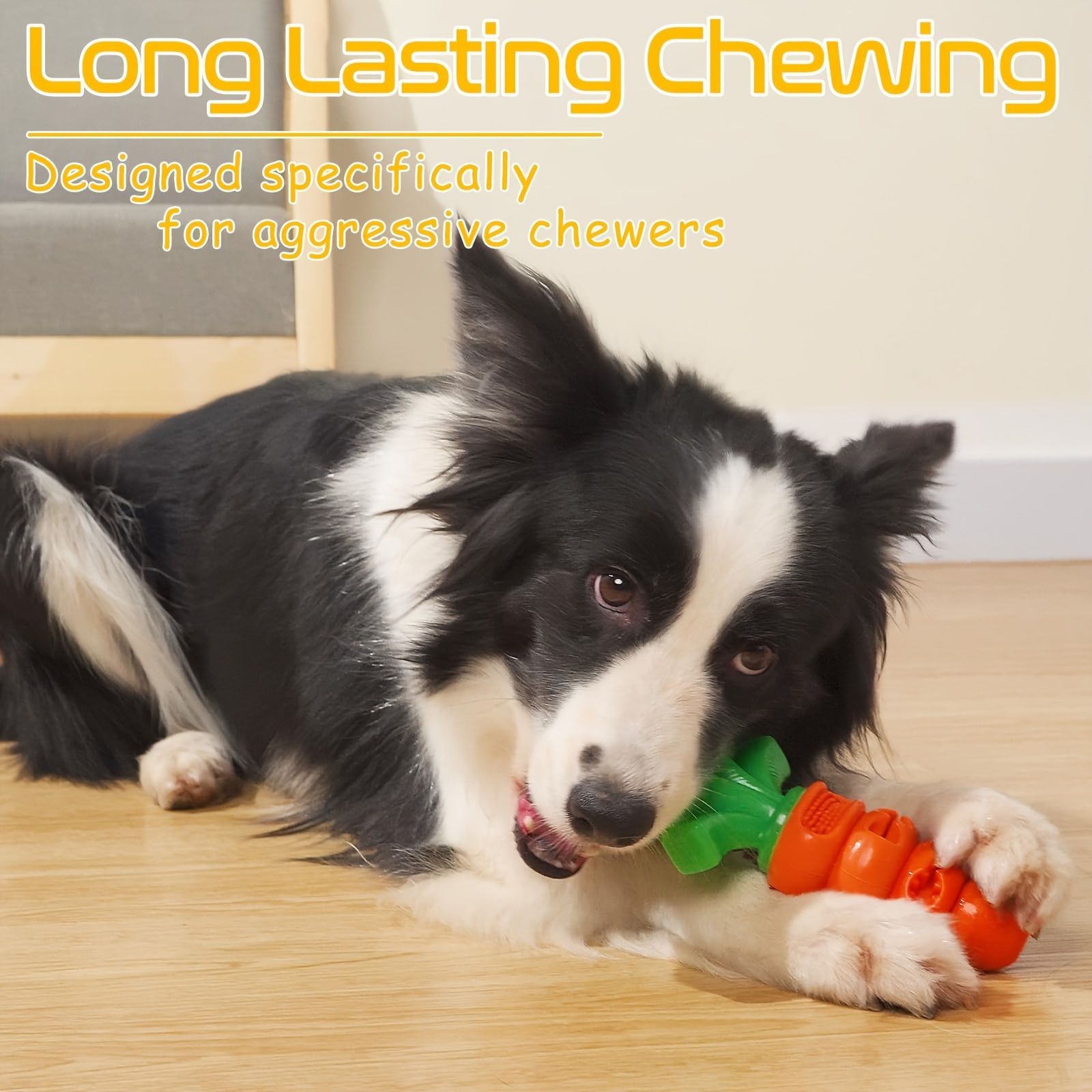 Interactive Carrot-Shaped Dog Chew Toy for Dental Health, Boredom Relief, and Treat Dispensing – Durable Nylon Material for Aggressive Chewers, Perfect for Fun Playtime with Your Pup (Coral Red)