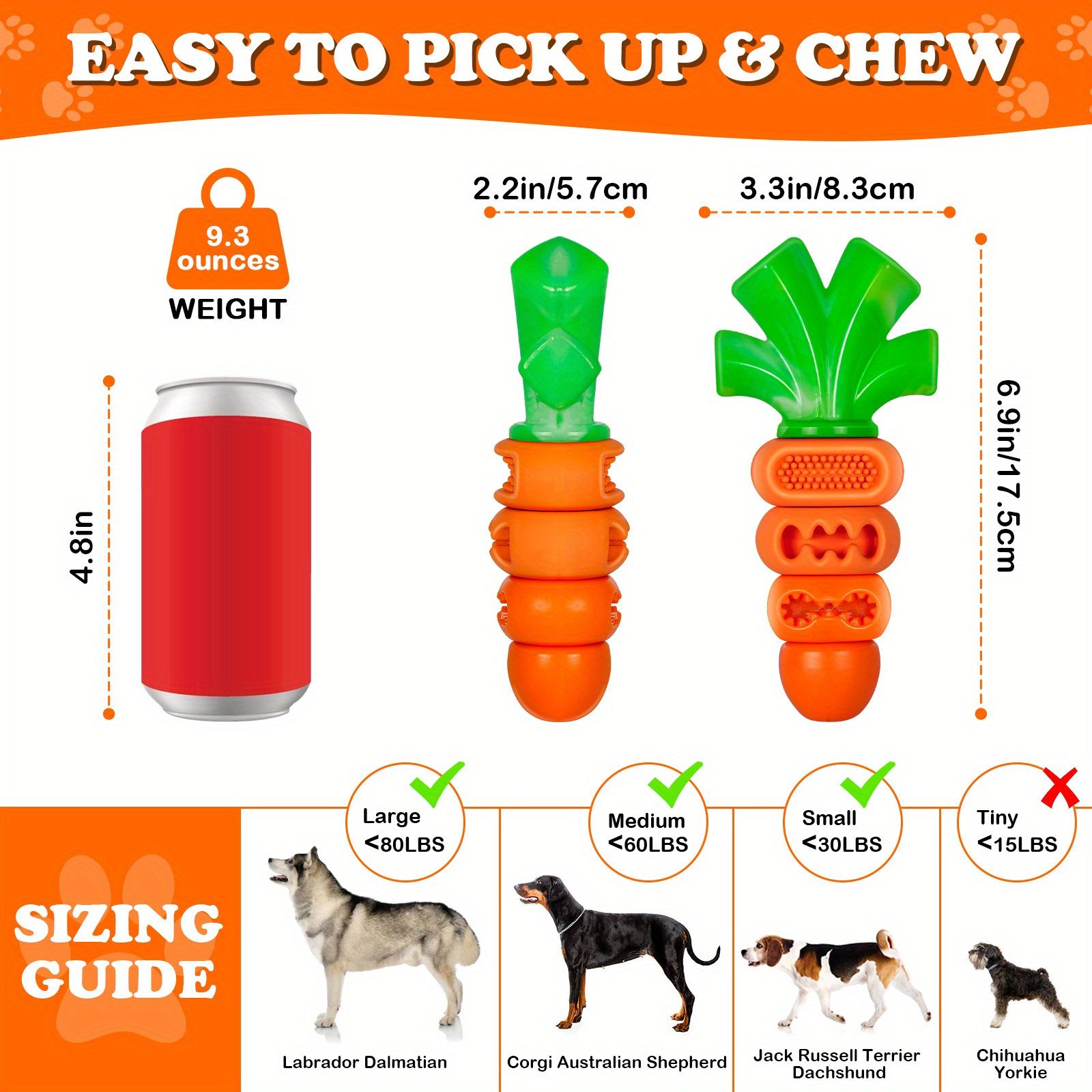 Interactive Carrot-Shaped Dog Chew Toy for Dental Health, Boredom Relief, and Treat Dispensing – Durable Nylon Material for Aggressive Chewers, Perfect for Fun Playtime with Your Pup (Coral Red)