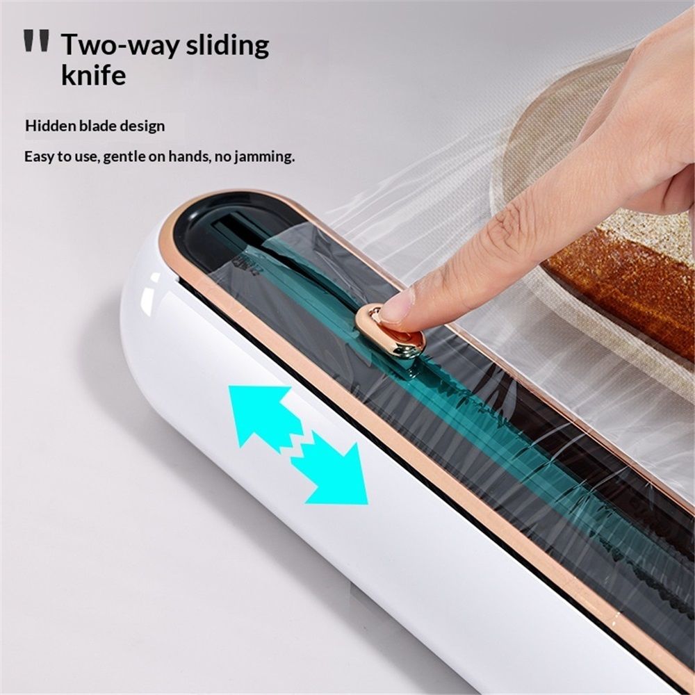 Wrap Dispenser with Slide Cutter - Magnetic & No-Drill Wall Mount, Cling Film Dispenser for Worktops & Cabinets, Space-Saving Kitchen Organizer - Fits 30cm Rolls, Black