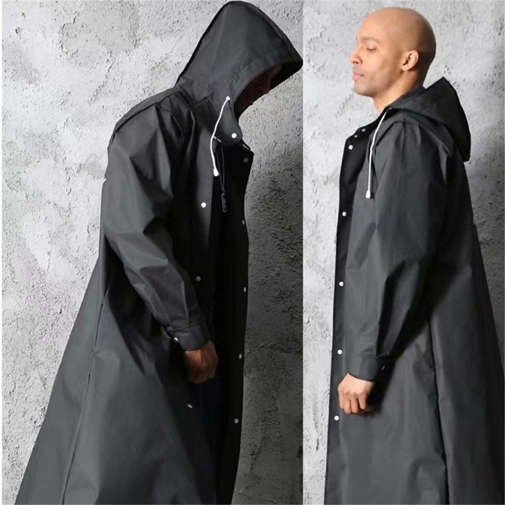 Men's Reusable Long Raincoat, Windproof Waterproof Trench Coat for Hiking Fishing Dog Walking Outdoor Activities