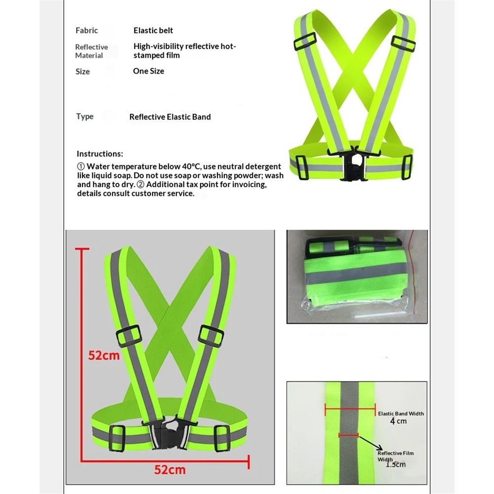 Reflective Vest | Lightweight, Adjustable & Elastic | Safety & High Visibility for Running, Jogging, Walking,Cycling | Fits Outdoor Clothing (1 Pack, Neon Yellow)