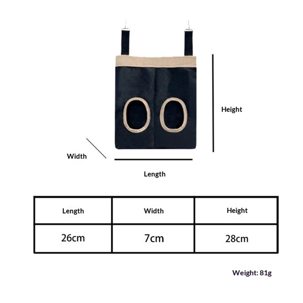 2 pack Rabbit Hay Feeder Bag Guinea Pigs Hanging Hay Rack Manger Holder Dispenser Small Animal Feeder Storage Pouch for Bunny Chinchilla Hamster (Black, 2 Windows)