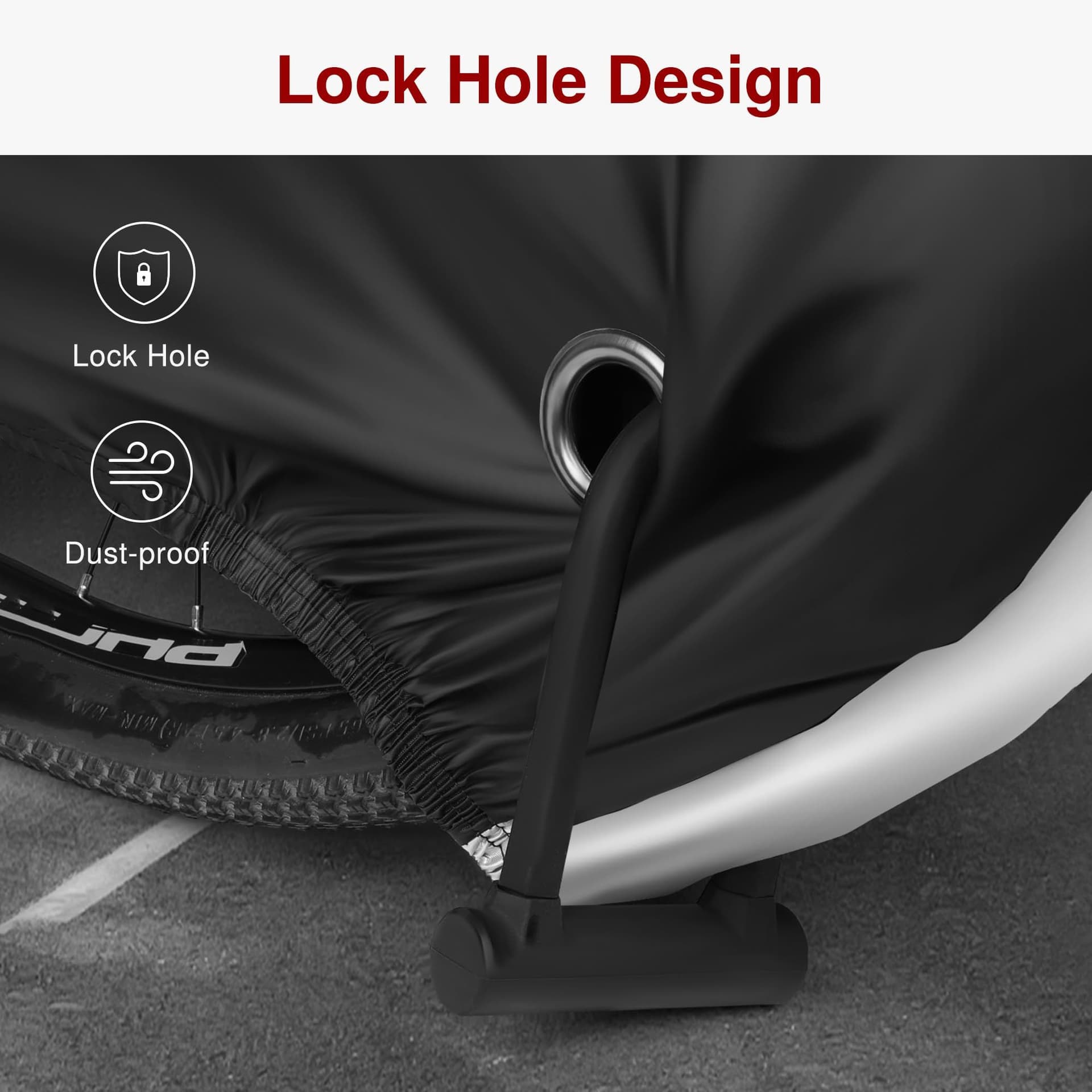 Bicycle Cover Waterproof Outdoor - Bicycle Cover for Outdoor Storage Windproof, UV resistant, Snow resistant with Lock Hole Mountain Road City Bicycle, (Black and Silver 170 * 60 * 85cm)