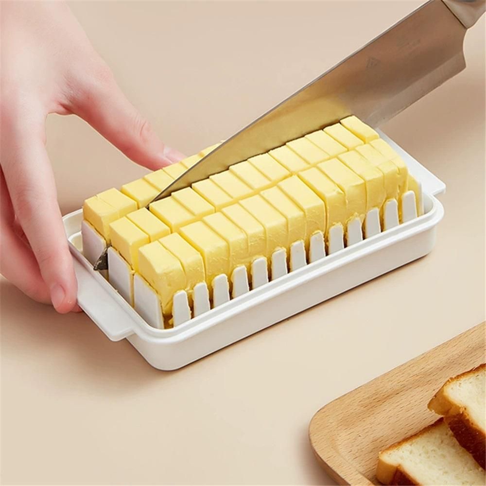 Butter Slicer Cutter, Stick Butter Container Dish with Lid for Fridge, Easy Cutting Kitchen Butter Storage Type （small）