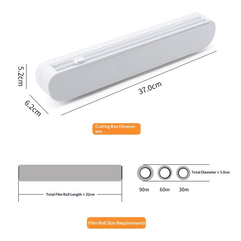Plastic Wrap Dispenser With Cutter, Reusable Cling Film Dispenser, Cling Wrap Dispenser With Slide Cutter, Also For Aluminum Foil, Tin Foil, Baking Paper