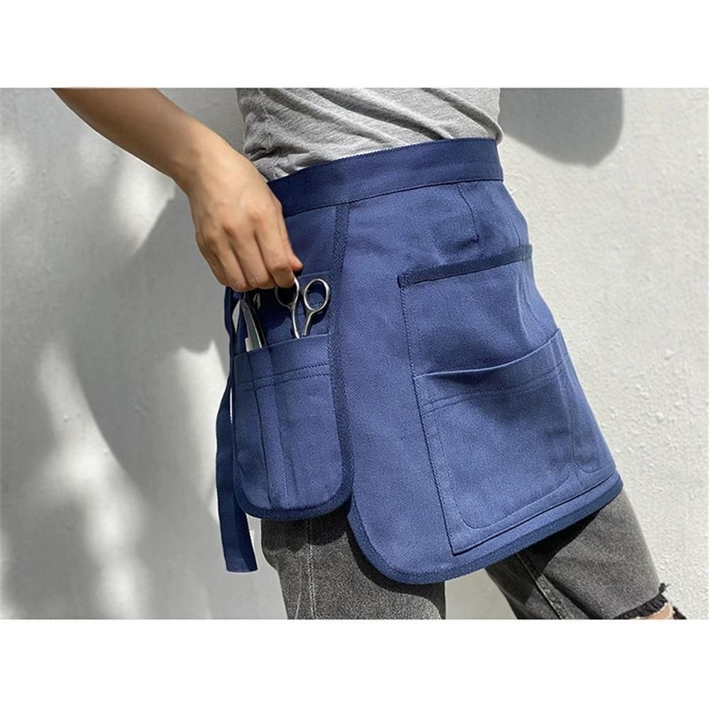 Tool Apron Half polyester Apron With Muti-Pockets for Home Garden Painting Crafting Woodworking （dark blue）