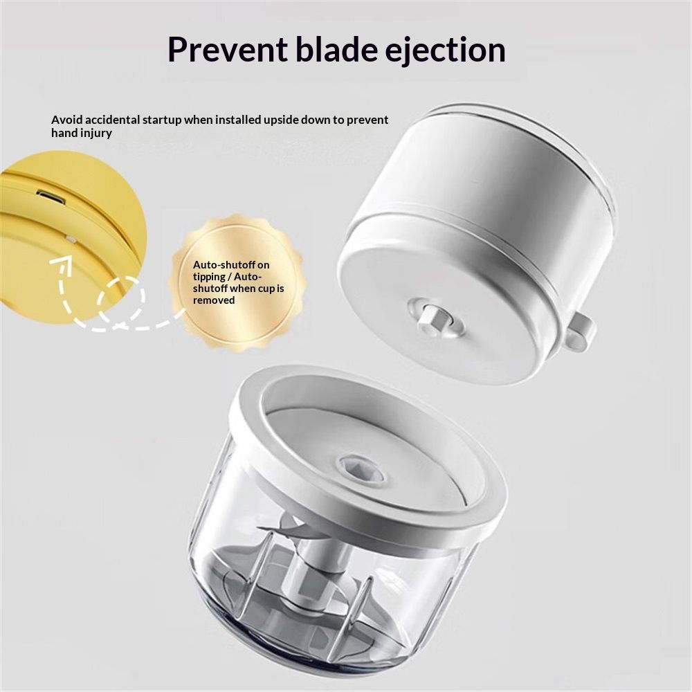 Electric Garlic Chopper and Mincer, Mini Portable Veggie Cutter for Ginger Vegetables Pepper, 350ml Glass Cup Safe 6-Blade Small Vegetable Chopper with Auto Shut-Off