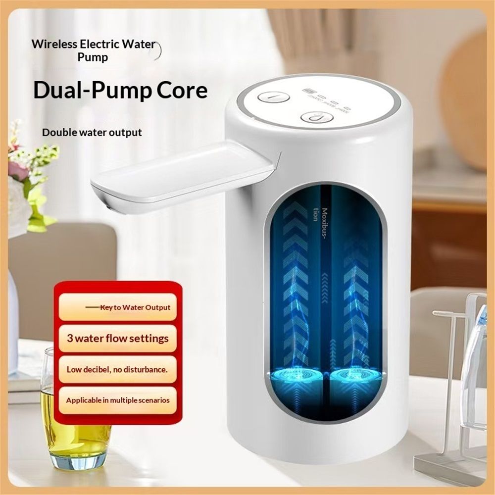 Electric Drinking Portable Water Dispenser, Universal USB Charging Water Bottle Pump for 2-4 Gallon (White)