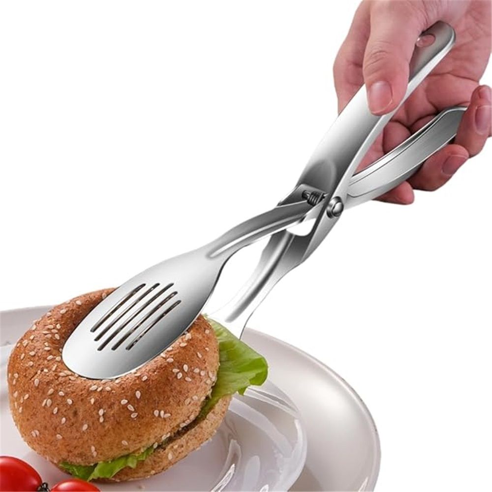 Kitchen Stainless Steel Tongs, Heat-Resistant Stainless Steel Cooking Tongs, Perfect for Food, Steak,Bread,Pizza,Salads and BBQ,Stable Clamping and Flipping Performance.