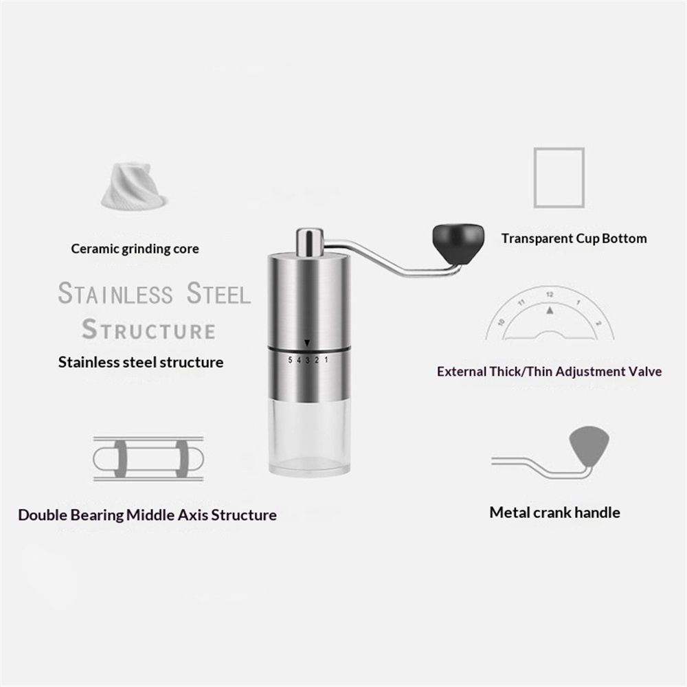 Manual Coffee Grinder Stainless Steel Burr Grinder External Adjustable Setting Vintage Hand Coffee Grinder Portable Hand Crank Conical Coffee Bean Grinder Mill for Home,Camping