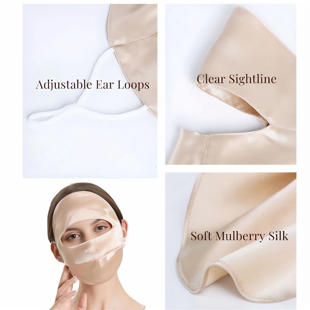 Mulberry Silk Sun Protection Face Mask with Forehead Coverage - UPF 50+ Lightweight Facial Shield for Outdoor Protection