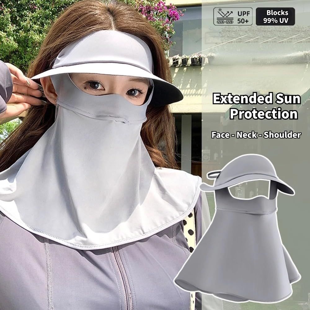 Breathable UV Face Cover UPF 50+ Women Summer Face Covering Eye Protection Sunscreen Mask Sports Face Cover