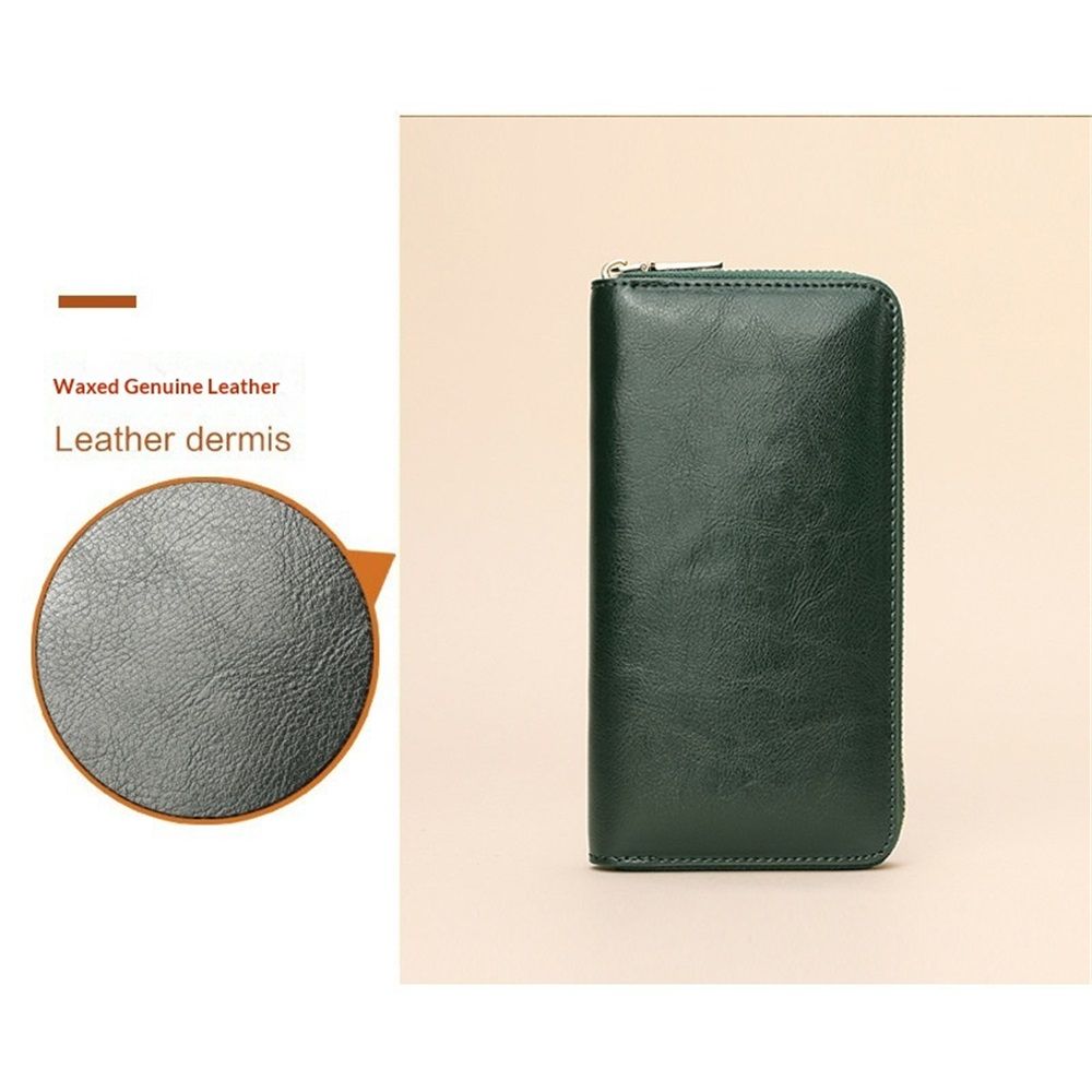 Women's Blocking Wallet - Large Capacity Zip Around Leather Clutch Purse with Card Slots ,for Women (dark green)
