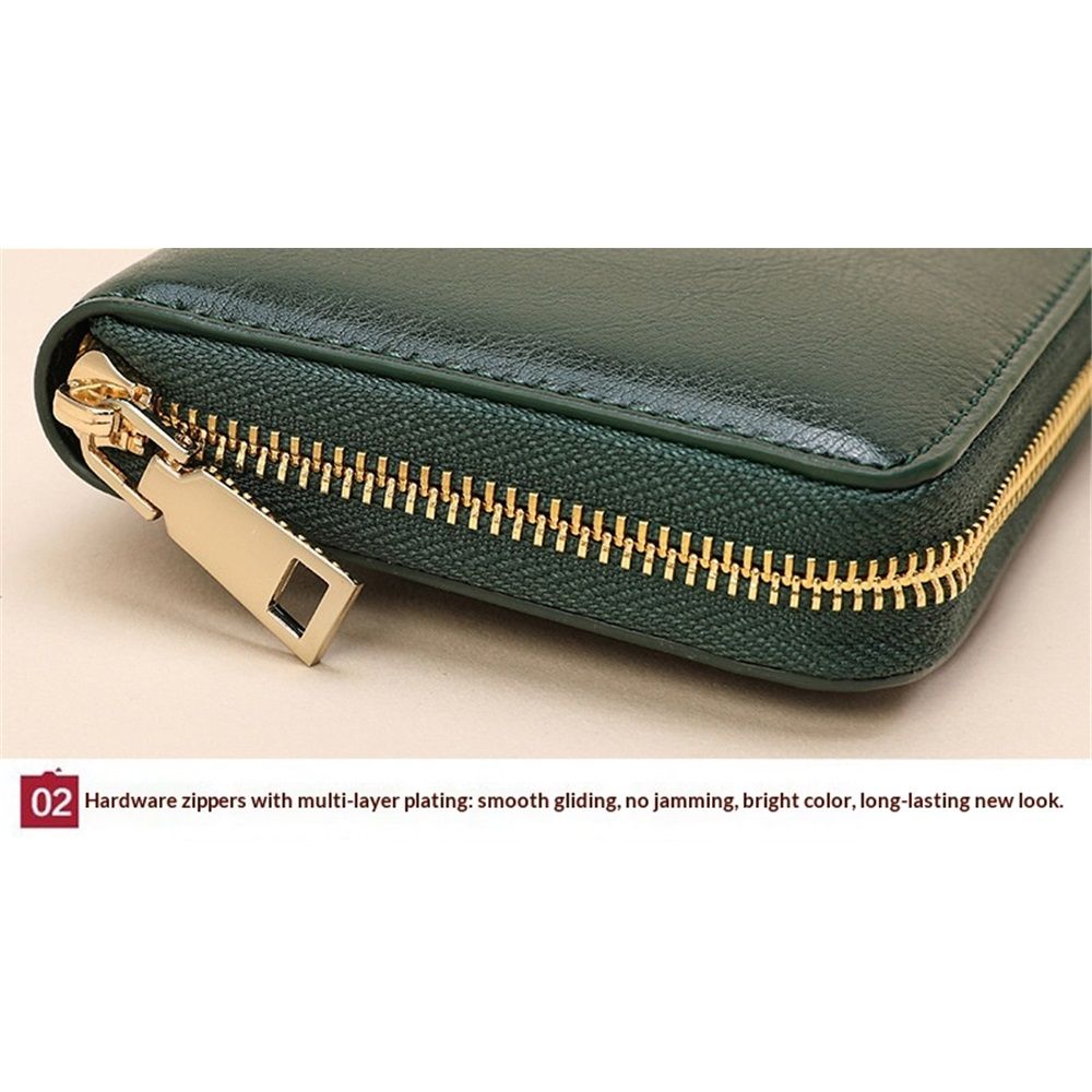 Women's Blocking Wallet - Large Capacity Zip Around Leather Clutch Purse with Card Slots ,for Women (dark green)