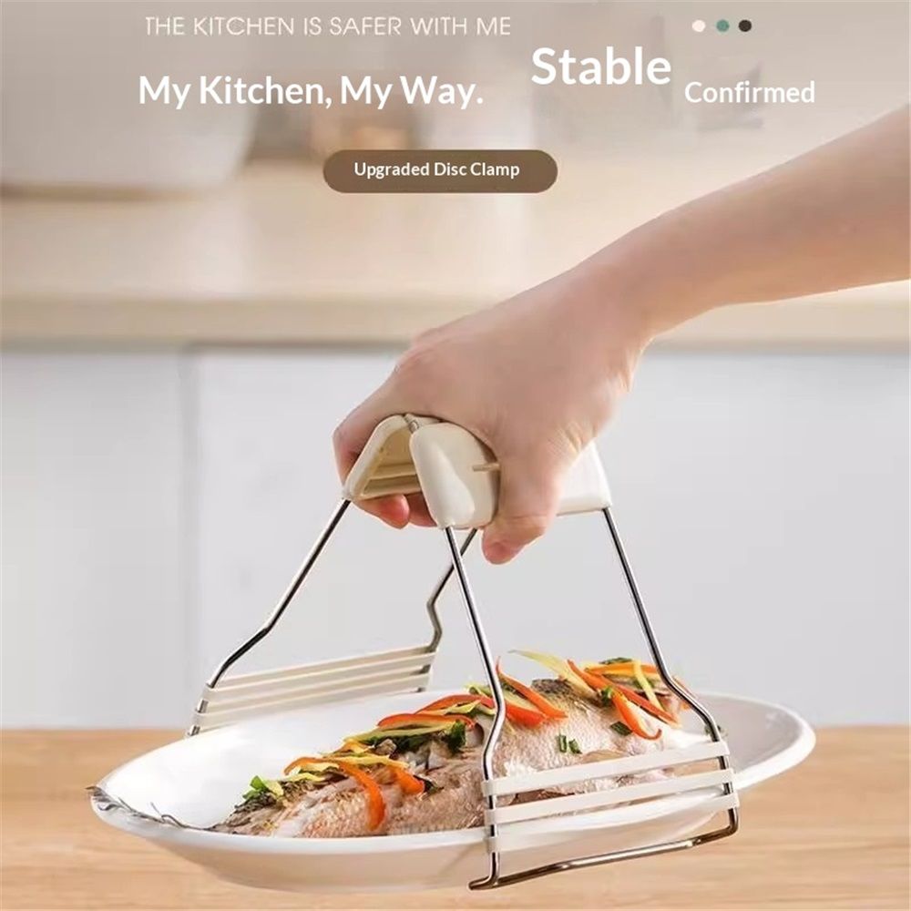 Stainless Steel Hot Plate Gripper Tongs Kitchen Pot Holder Clamp for Bowl Handling Steaming Clips for Home and Restaurant Use