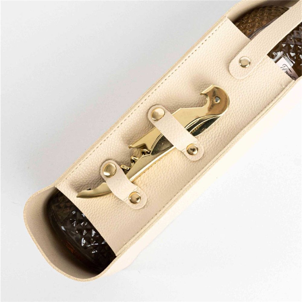 Hide & Drink Single Bottle Wine Riveted Carrier, Handmade from Leather - for Wedding, Birthday, Party and Holiday