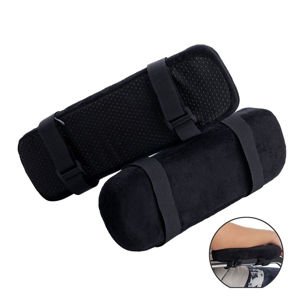 2 packs Memory Foam Chair Armrest Pads Cushion, Cover Elbow Pillow for Forearm Pressure Relief (black)