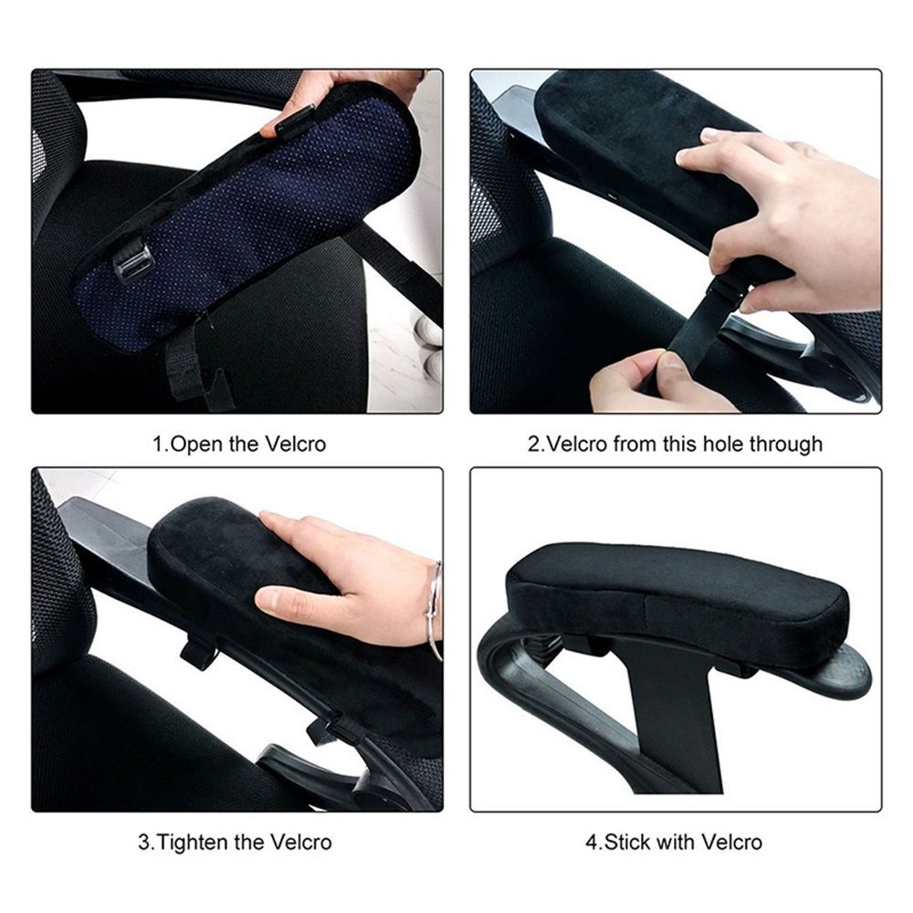2 packs Memory Foam Chair Armrest Pads Cushion, Cover Elbow Pillow for Forearm Pressure Relief (black)