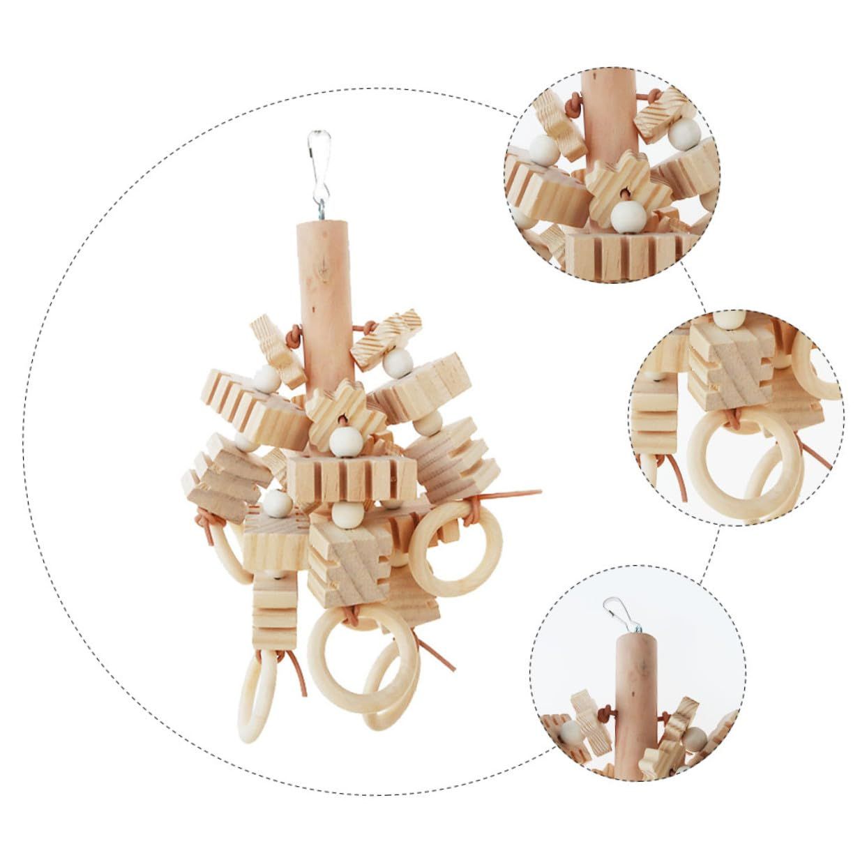 Parrot Chew Wooden Blocks for Medium Large Birds Teeth Grinding and Tearing Pre-Assembled Bird Chewing for Claw Grinding and Exploration Suitable for All Parrots