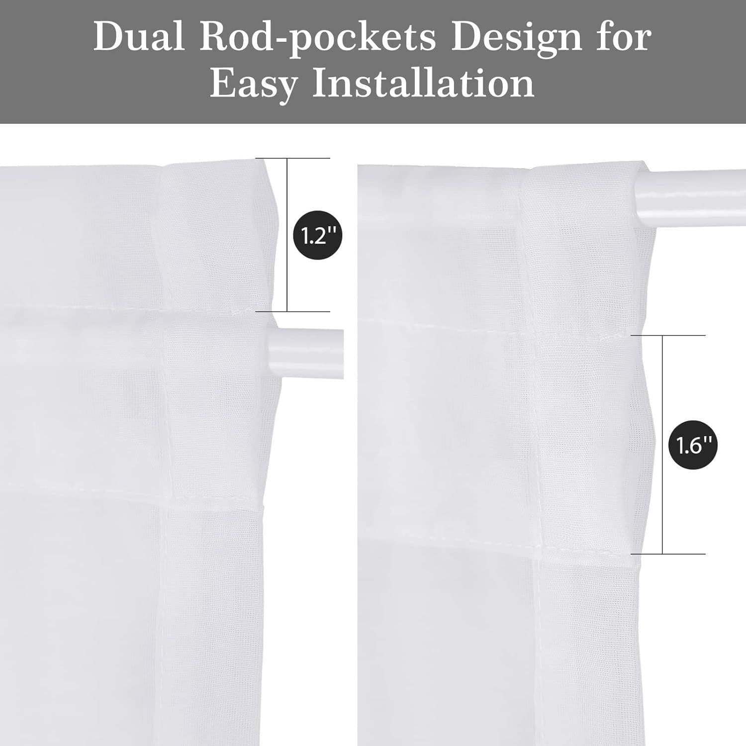 Door Curtains Sheer White 137x102cm with 2 Matching Tie-Backs