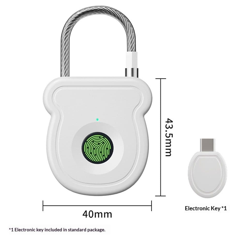 Smart Fingerprint Padlock Keyless Biometric Lock 4.3cm White