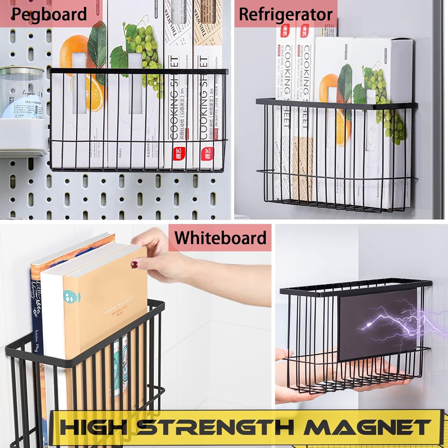 Magnetic Basket Fridge Lint Bin Dryer Ball Holder Laundry Room Organization Home Storage for Class Office School 2pcs