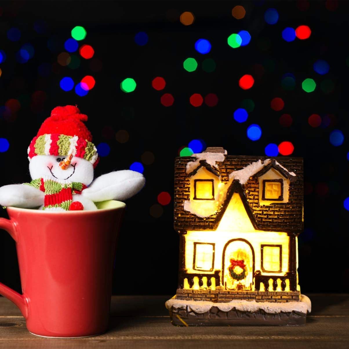 Christmas Villages LED Lights Resin Table Decoration for Christmas Party