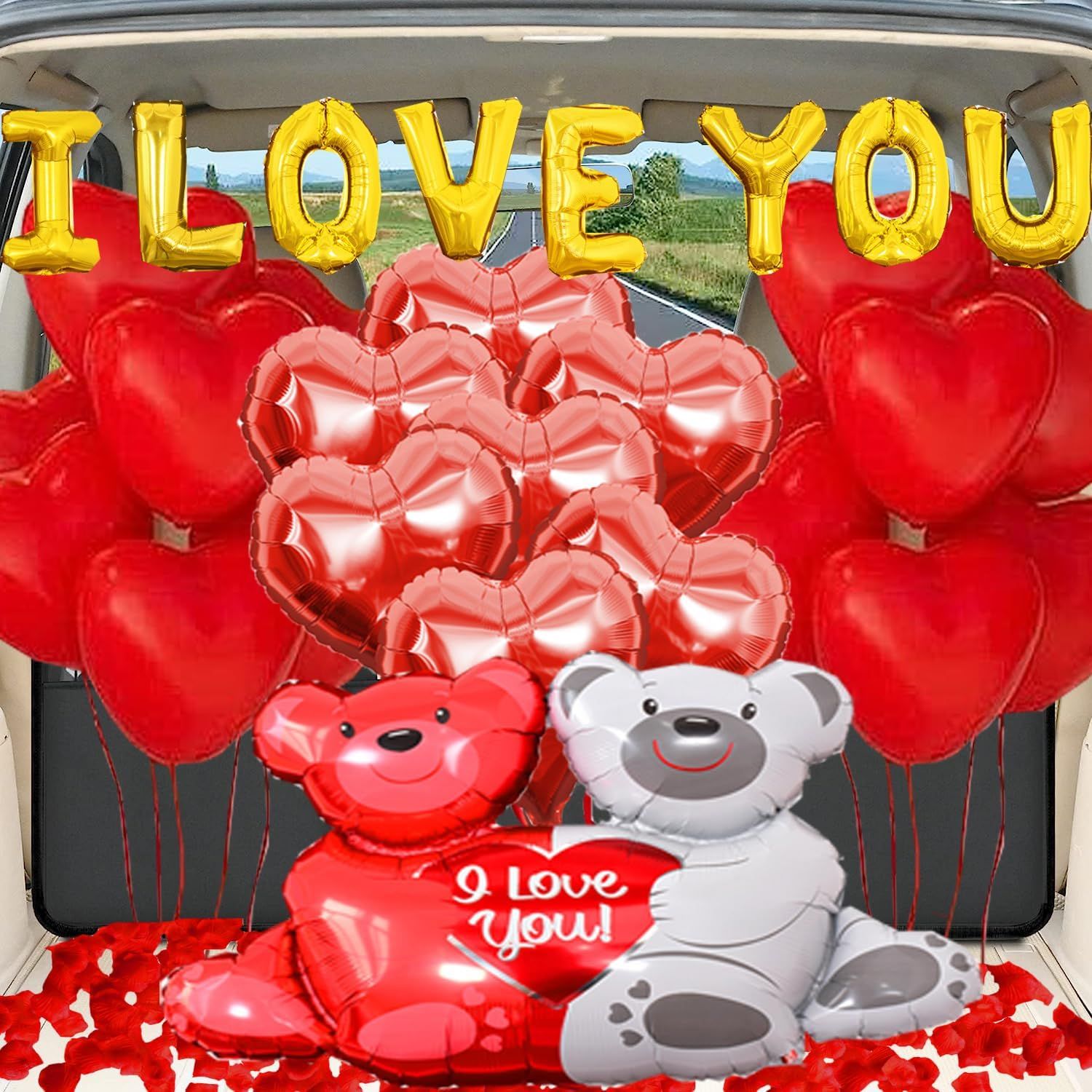 I Love You Balloons And Wedding Balloons Set,Romantic Heart Balloon Kit With 1000 Pcs Red Rose,Wedding Decoration For Anniversary Confession Proposal Birde Shower Boyfriend Girlfriend Lover