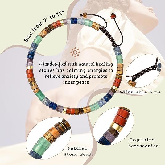 Inspirational Gifts Bracelets for Women: Christmas Day Gifts for Women Friends Sister Mom - Healing Natural Stone Beads Bracelets Thinking of you Get Well Soon Gift for Women